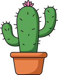Cartoon cactus in pot desert plant cute illustration