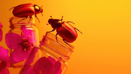 red bug on a yellow background