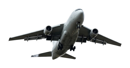 Airplane taking off airport runway aerial clear sky low angle aviation adventure. Cut out png