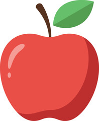 Vibrant red apple with leaf healthy food icon