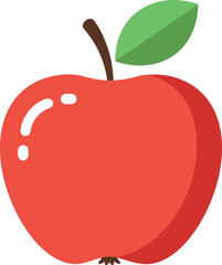 Vibrant red apple with green leaf