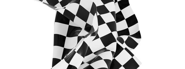 High-quality image of a checkered racing flag dramatically draped. Perfect for sports, competition,...