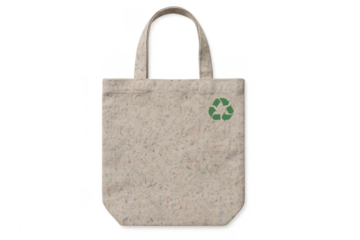 Reusable shopping bag promoting recycling with transparent background