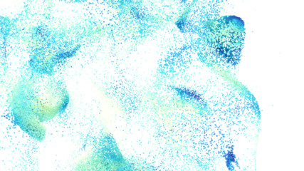 Stunning abstract background image featuring a dispersion of blue and green particles on white. Perfect for design proje