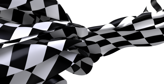 High-resolution image of a flowing checkered flag, perfect for sports, racing, and competition themes.