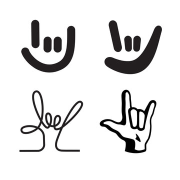 Vector ILY sign (Deaf symbol) icon illustration &mdash; "I Love You" graphic element