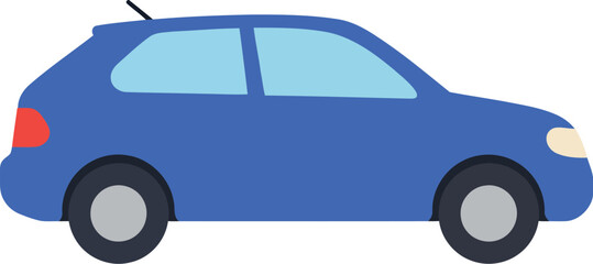 Blue hatchback car isolated on white background