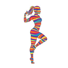 Vibrant illustration of an athletic woman in motion, perfect for fitness and wellness marketing, as well as art projects promoting body positivity.