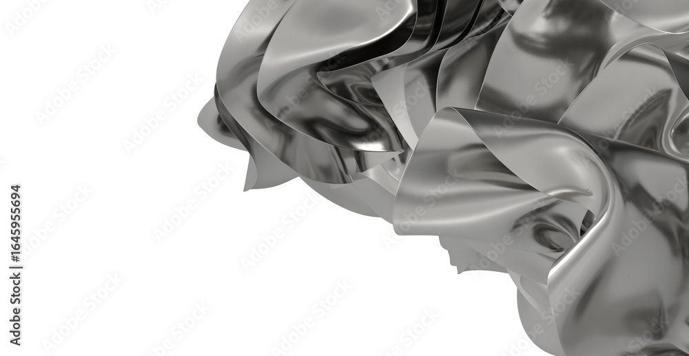 Poster high-resolution image of a metallic fabric drape, ideal for abstract backgrounds or design elements.