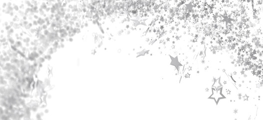 Sparkling silver stars on white background. Perfect for holidays, celebrations, and more.