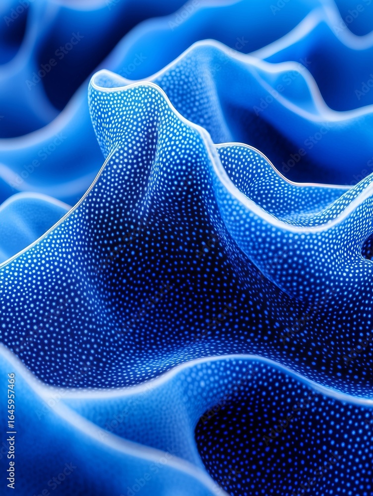 Poster a captivating abstract background featuring flowing blue waves with intricate dot patterns. ideal fo