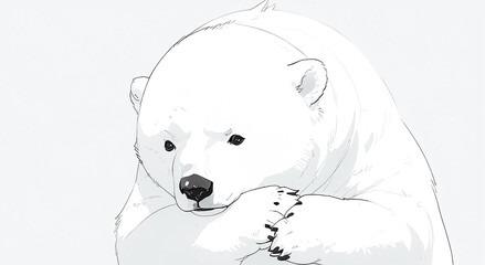 Polar Bear minimalistic drawing illustration on white background