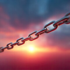 Fototapeta premium Metal chain against a dramatic sunset