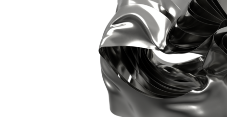 High-resolution image of a sleek, abstract metal sculpture. Perfect for design and technology concepts.