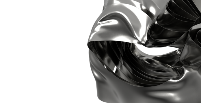 High-resolution image of a sleek, abstract metal sculpture. Perfect for design and technology concepts.