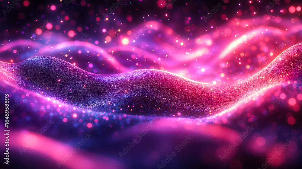 Poster vibrant waves of light and color create a mesmerizing visual experience in a cosmic landscape