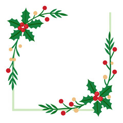 Christmas holly and berry corner border design