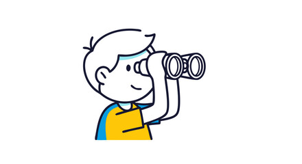 Curious child with binoculars exploring new horizons and discovering exciting adventures