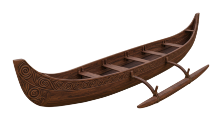 Traditional canoe crafting cultural heritage site wooden sculpture workshop environment artistry in nature. Cut out png