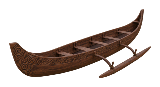 Traditional canoe crafting cultural heritage site wooden sculpture workshop environment artistry in nature. Cut out png