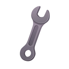 Wrench, tool, icon of metal gear for repair, fix, or mechanic tasks. Wrench, tool render isolated on white bg for service, engine maintenance, or cartoon construction illustration. Flat object.