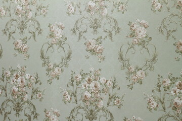 Vintage floral background on wallpaper.