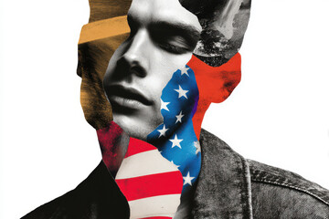 Obraz na płótnie Canvas Creative USA portrait collage in modern paper cut out style