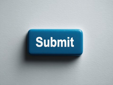 A blue submit button on a light gray surface
