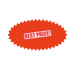 Red starburst sticker with best price message