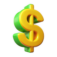 Obraz premium 3D Rendered Yellow Dollar Sign with a Green Outline Isolated on Black currency money isolated on a transparent background