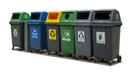 Waste management practices urban environment recycling bins community cleanliness outdoor sustainability awareness. Cut out png