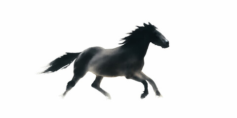 Fototapeta premium Galloping horse in motion minimalist sketch with bold strokes and flowing energy capturing speed and grace