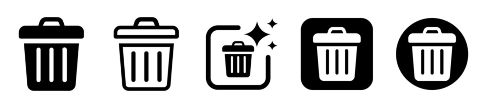 Bin icon set. Buttons for generate waste bin with artificial intelligence. Icons for eco app, website and user interface. transparent png and vector illustration.