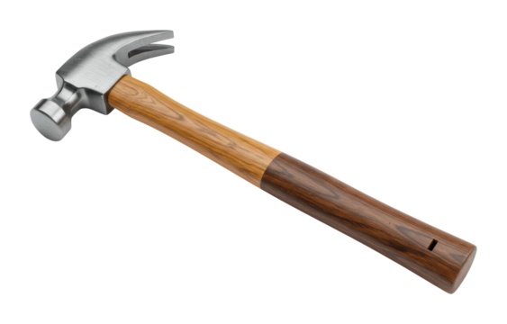 Hammering tools in action workshop equipment industrial environment craftsmanship concept. Cut out png