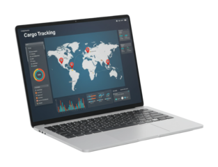 Cargo tracking system analysis global overview digital dashboard professional environment aerial data visualization. Cut out png