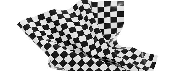 Black and white checkered flag fabric, draped and flowing. Perfect for racing, competition, or...