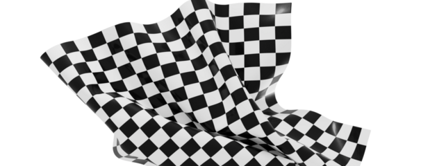 Black and white checkered flag fabric, draped and flowing. Perfect for racing, competition, or victory themes.