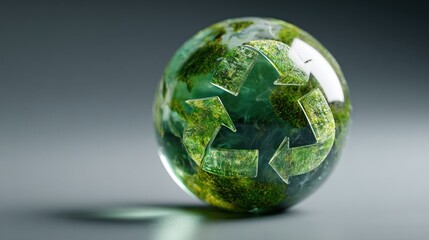 Earth globe blended with recycling symbol in eco-friendly concept