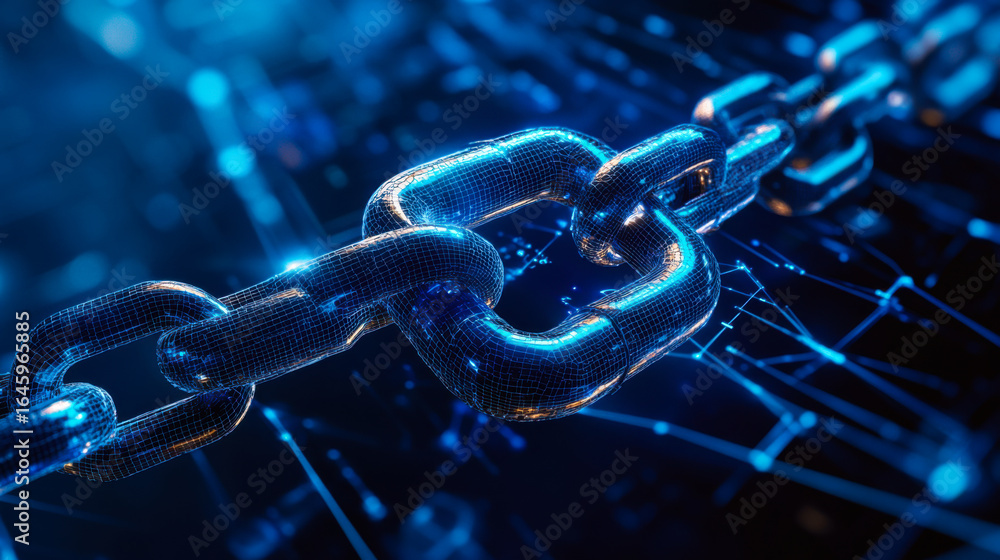 Poster understanding the connection between digital chains and blockchain technology in modern data securit