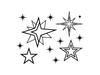 Vector illustration of the bundle of silhouette stars
