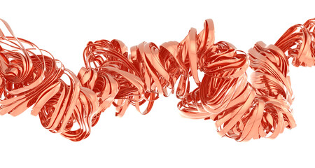 High-resolution image of swirling copper metal, perfect for backgrounds or abstract designs. 3D render.