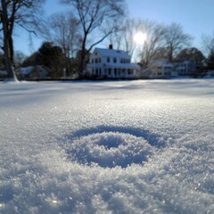 Obraz premium Snowy landscape with a circular hole