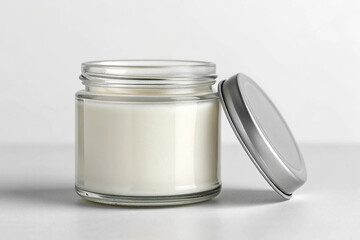 Blank glass jar with lid for candle or cosmetic product mockup