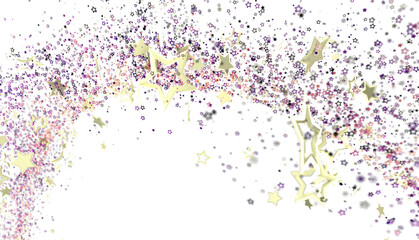 Fototapeta premium Sparkling gold stars burst across white. Perfect for celebration, festive designs.