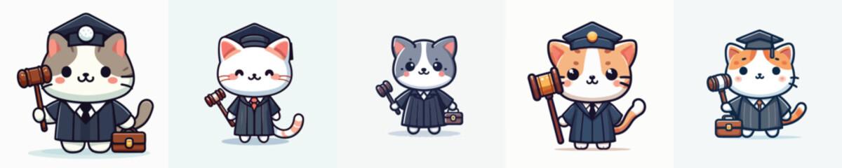 funny vector cat in judge costume
