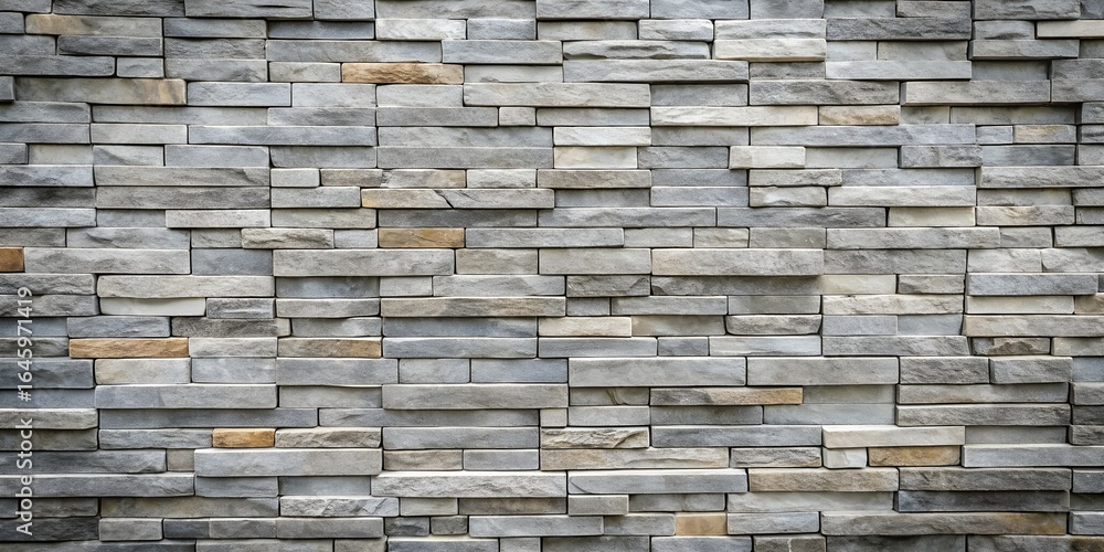 Poster photo of stone wall texture background with gray brick pattern design for modern architecture and de