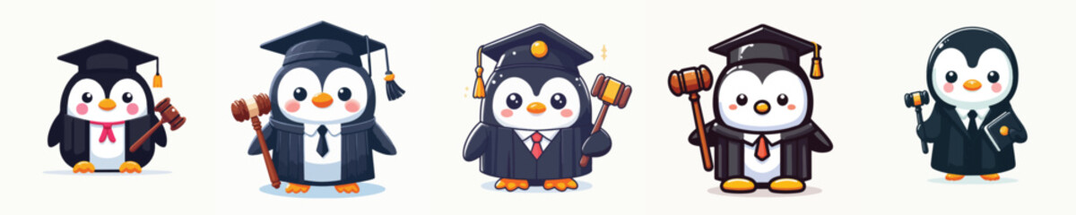 cute vector penguin in judge costume