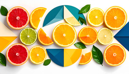 Vibrant Citrus Fruits Arrangement A Colorful and Refreshing Composition