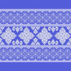 Traditional Thai Textile Pattern – Ornamental Blue and White Fabric Design