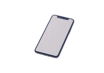 Modern black smartphone isolated on transparent background